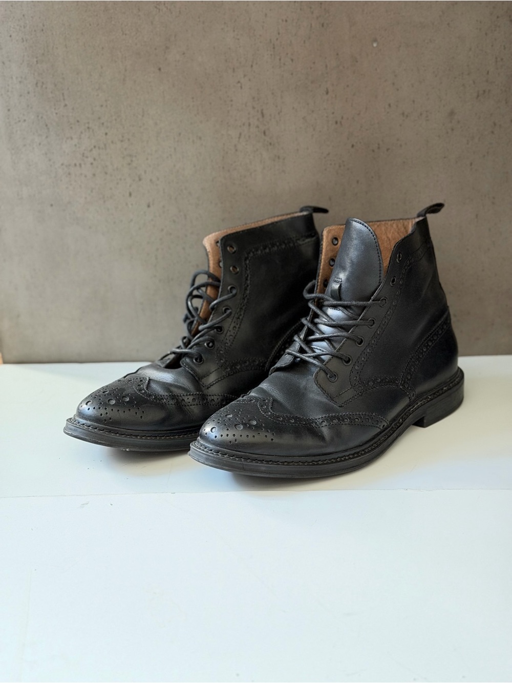 Dune London Black Leather Chukka Brogue Boots
